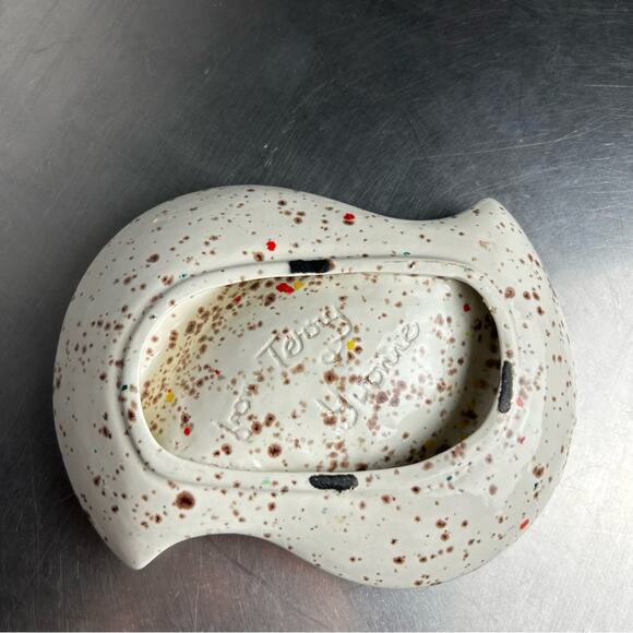Vintage MCM Speckled Ceramic Handmade Ashtray - Picture 2 of 7